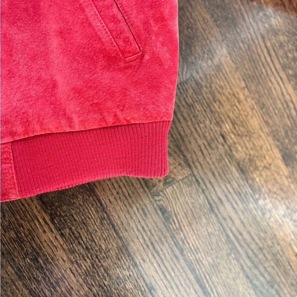 Red Suede Bomber vintage Jacket - - Picture 4 of 6